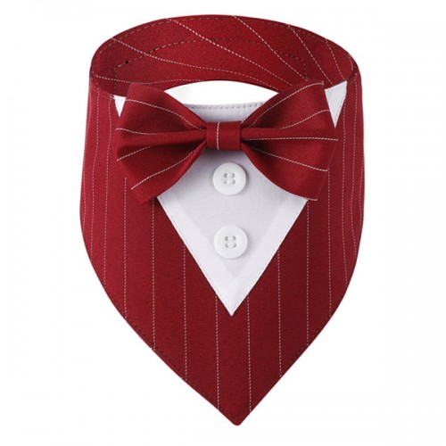 High-end and textured Wedding Suit Dog Bandana-Vertical Stripes