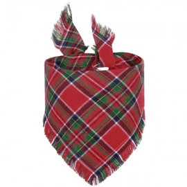 Fall Halloween Thanksgiving Classic Plaid Dog Scarf  with Tassels Edges 