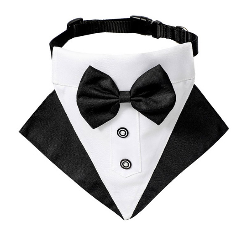 Wedding Dog Collar Bandana with Bow Tie, Costume For Photo Prop, and Party Decor