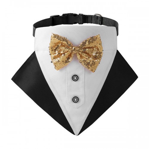 Wedding Dog Collar Bandana with Bow Tie, Costume For Photo Prop, and Party Decor