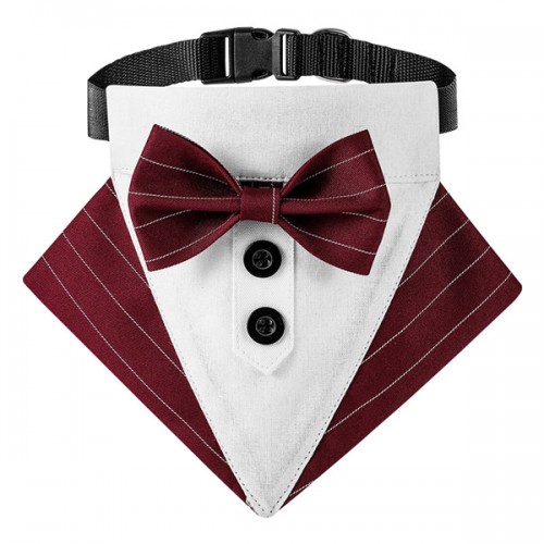 Wedding Dog Collar Bandana with Bow Tie, Costume For Photo Prop, and Party Decor